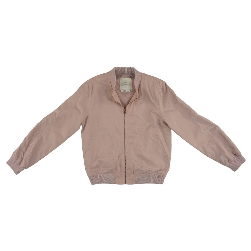Hei Hei Anthropologie Bomber Jacket Women's‎ Size Small Dusty Rose Pink Full Zip